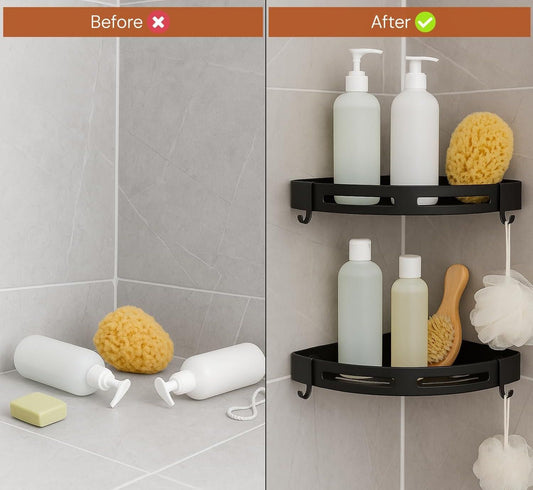 Aluminium Heavy Duty Self Adhesive Bathroom Corner Shelf (Pack of 1)
